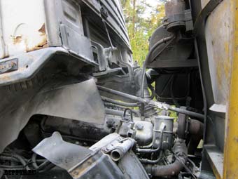 Петрозаводск, 22 сентября 2013 года, 14-37. Пожар в грузовом автомобиле КАМАЗ произошел на Суоярвском шоссе, в районе выезда из города.
