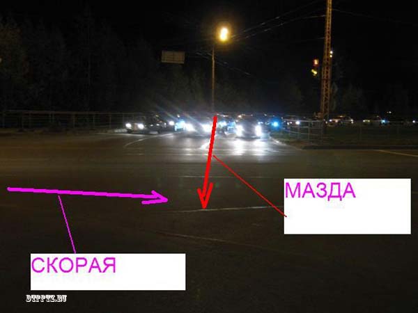 Петрозаводск, 27 сентября 2014 года, 19-20. ДТП с участием кроссовера Мазда (Mazda CX 7) и автомобиля Скорой медицинской помощи ГАЗ "Соболь" произошло на перекрестке улиц Шотмана и Чапаева.