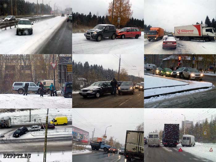 Петрозаводск. 20 октября, в первый рабочий день недели, совпавший с первым снегопадом, в Петрозаводске примерно на треть увеличилось количество дорожно-транспортных происшествий.