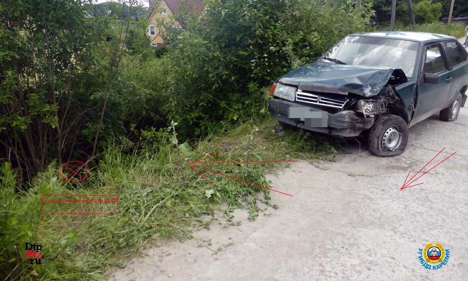 Сортавала, 29 июня 2015 года, 13-00. ДТП с участием легкового автомобиля ВАЗ-2108 и самосвала на шасси грузового автомобиля КАМАЗ произошло на улице Спортивная, у дома № 13.