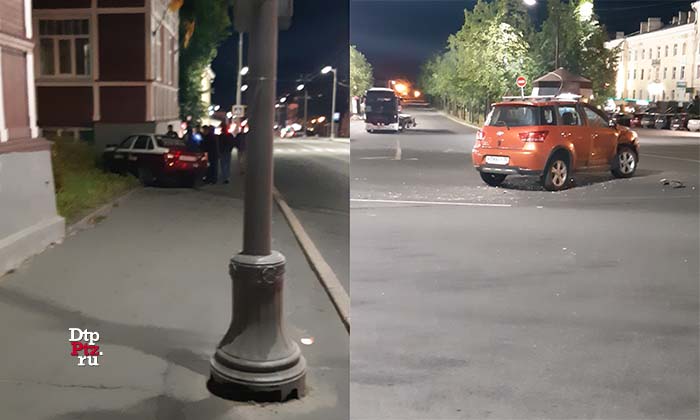 27278 Петрозаводск, 16 августа 2018 года, 21-11.   ДТП с участием кроссовера Сузуки (Suzuki SX4) и легкового автомобиля Дэу (Daewoo Nexia) произошло на проспекте Ленина, в районе пересечения с улицей Энгельса.